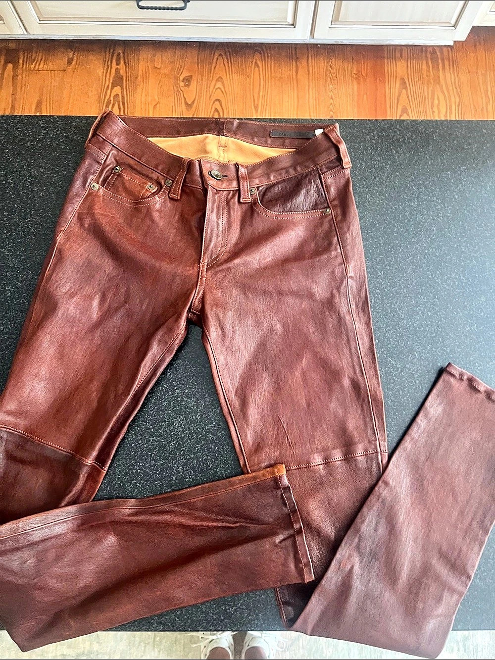 rag & bone Leather Skinny Pants Brown Waist 28
